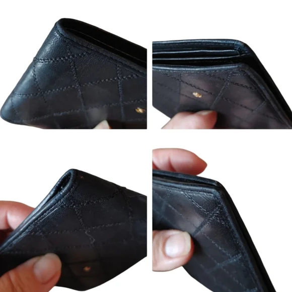 CHANEL Timeless Diamond Stitch Black Leather Bifold Wallet - Picture 12 of 16